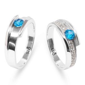Cincin Perak Couple Nikah Diamond Blue SSJ121